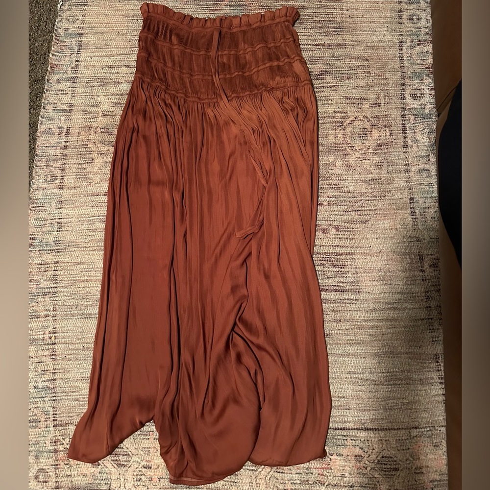 ANTHROPOLOGIE Rust Silk Tiered Strapless Dress / Skirt
